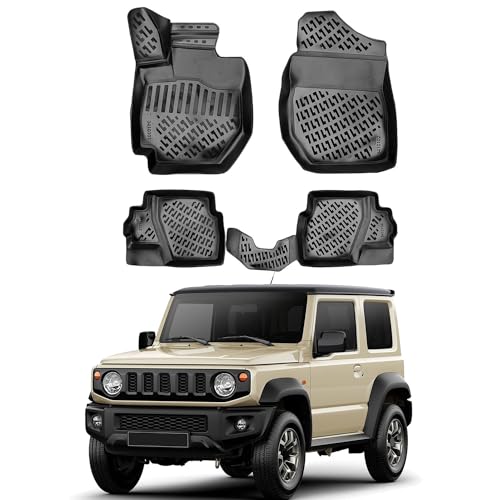 Car Floor Mats Liner Fits Suzuki Jimny 2018-2022 | Custom Fit Floor Liner for Cars | All Weather Waterproof Durable 3D Liner | Interior Accessories Car Mats Black