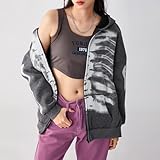 Karwuiio Women Men Zip Up Hoodie Y2k Vintage Graphic Oversized Sweatshirt Jacket Pullover Coats Gothic Streetwear (All Black, XL)