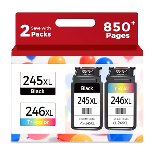 Relcolor Compatible Ink Cartridge Replacement for Canon 245XL 246XL (Black Color 2 Pack) 245 246 XL PG245 CL246 MX490 MG2522 MX492 TR4520 TR4500 MG2520 TS3300 TS3322 MG2525 TR4522 TS3100 TS3122 TS3320