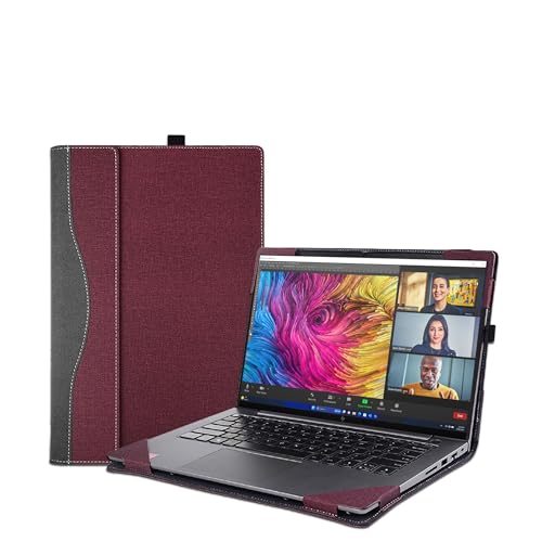 Laptop Case Cover for HP Envy x360 2-in-1 Laptop 16-ad 16z-ad 16-ac 16t-ac & for HP Zbook Firefly 16 Inch G11,Separable PU Leather Protective Bag Accessories with Thermal Vent (Burgundy)