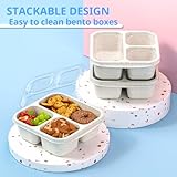 Enstphjoy Snack Boxes (3 Pack) - Stackable Bento Boxes with 3 Compartments, Meal Prep Containers Reusable, Lightweight Lunch Containers for Kids and Adults, BPA Free (Off White)