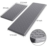 Kitchen Mat [2 PCS] Cushioned Anti-Fatigue Floor Mat, Waterproof Non-Skid Ergonomic Comfort Foam Rugs, Standing Mat for Kitchen, Floor,Office, Sink, Laundry(Grey)