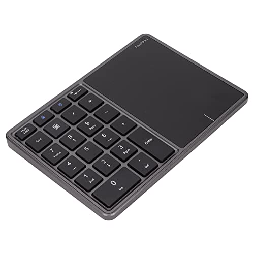 Lazmin112 Wireless Numeric Keypad, 22 Keys 2.4G Bluetooth Number Keyboard with Touchpad, Type C Interface, Support for Win, for iOS, for Android, for OS X Systems(Grey)