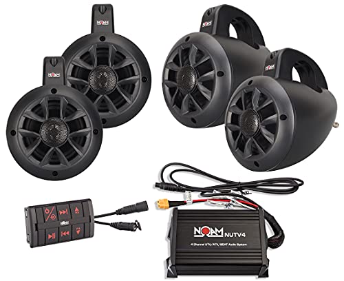 NOAM NUTV4 Quad - 4 Channels Marine Bluetooth ATV/Golf Cart/UTV Tower Speakers Stereo System