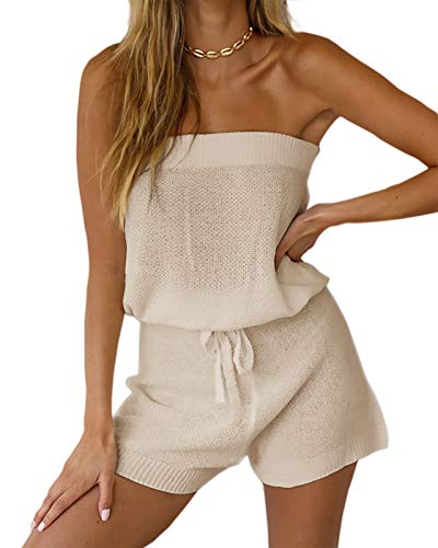 Chang Yun Womens Summer Jumpsuits Casual Loose Sleeveless Off Shoulder Elastic Waist Romper Loungewear Two Piece Outfits