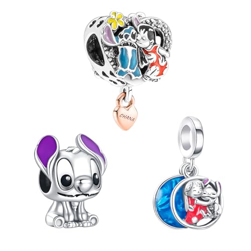 Doyafer 925 Sterling Silver Charms Cartoon animals dogs Beads For Women Bracelets Necklace 3 Piece/Package (Charm Set- H)