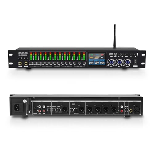 FULODE K-6 Professional KTV Digital pre-stage Effector Anti-howling Audio Processor Karaoke Mixer Reverberator with DSp effect echo USB MP3 Bluetooth optical.4 microphone input With remote control