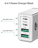 [2-Pack] USB C Wall Charger, 40W Fast USB C Charger Block, 4-Port PD Power Adapter + QC Wall Plug Multiport Type C Charging Block Cube Compatible with iPhone 15 14 13 12 11 Pro Max XR XS 8 7, Samsung