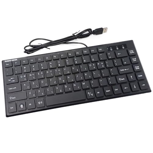 Mini Wired Keyboard(Korean-English) Light Portable 78 Keys Small USB Multimedia Desktop, Computer, Laptop, Black