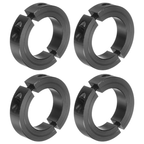 uxcell 4pcs Double Split Clamp-On Shaft Collar for 1-1/2" Shaft, Two-Piece Clamping Collar, 2-3/8" OD, 9/16" Thick, #45 Steel Axle Collar Clamp, Set Screw Style