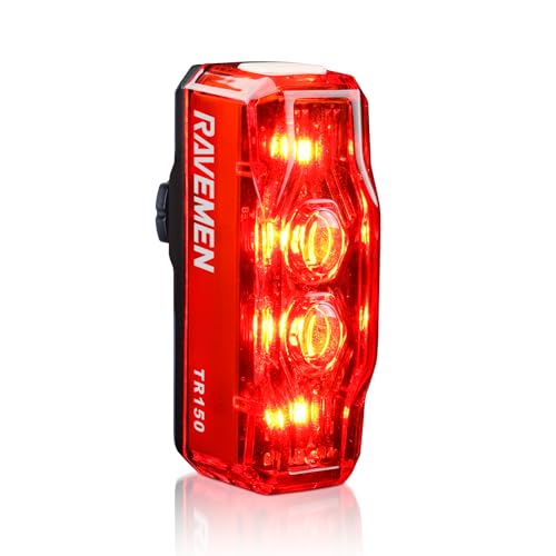 RAVEMEN TR150 Bike Tail Light, 280° Visible Bike Rear Light with Brake Detection and Auto On Off Feature