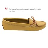 Minnetonka Women's Double Deerskin Soft Leather Sole Moccasin,Natural Deerskin,8 M US