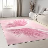 Realism Angel Wings Area Rugs for Living Room Pink Fluffy Rug Soft Flannel, Rug Floor Carpet with Durable Anti Slip Backing, Carpet Runners Ideal for Bedroom and Nursery 6 x 9 ft