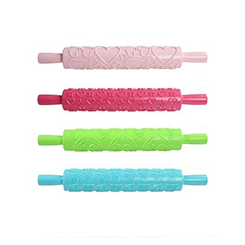 Embossed Rolling Pin,Textured Non Stick Designs and Patterned Ideal for Fondant Pie Crust Cookie Pastry Icing Clay Dough Pattern Embossed Rolling Pins (Assorted Color7)