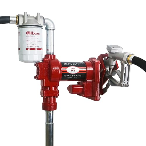 PRUNkuar 12V Fuel Transfer Pump w/Manual Nozzle, 20 GPM High Flow DC Diesel Transfer Pump, Gas Heavy Duty Transfer Pump with Filter for Gasoline, Diesel, Kerosene, Biodiesel and More
