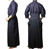 Japanese Kendo Uniform Set Aikido Samurai Hakama Martial Arts Clothing Suit (Height 175cm) Navy Blue