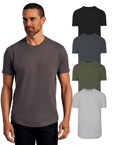 True Classic Mens Curved Hem T Shirt – Hipster Shirts for Men, Long Tail T-Shirts for Men, Drop Cut, Pack of 4, Variety, XL