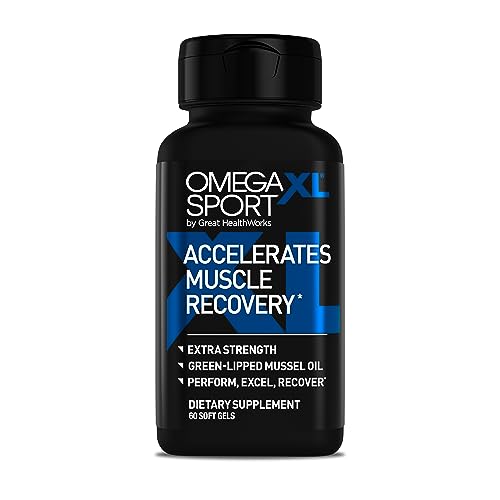 OmegaXL Sport Extra Strength Muscle Recovery Supplement and Respiratory Support Supplement - Improves DOMS and ROM, Clinically Supported Green-Lipped Mussel Oil (60 Softgels)