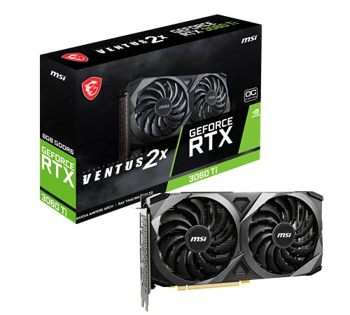 GIGABYTE MSI Gaming GeForce RTX 3060 Ti LHR 8GB GDRR6, Boost Clock: 1695 MHz, 256-Bit, HDMI/DP, Nvlink, Torx Fan 3, Ampere Architecture OC Graphics Card (RTX 3060 Ti Ventus 2X 8G OCV1 LHR)