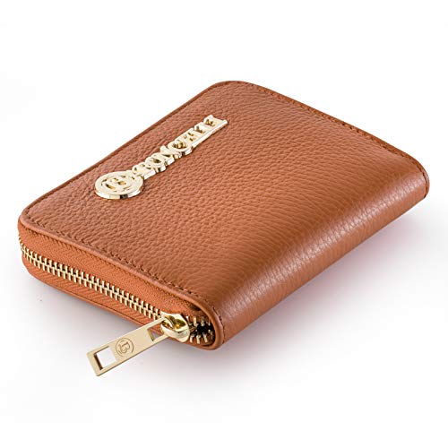 Baroncelli Leather Wallets For Women Size Medium Made in Italy (brown plain small)