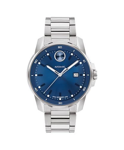 Movado Bold Verso Automatic Men's Luxury Watch - Swiss Self-Winding Movement, Stainless Steel Bracelet, Water Resistance 100 Meters (10ATM) - Classic Mechanical Timepiece - Gift for Him - 43mm