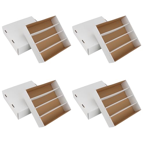 HIMOMO Trading Card Storage Box 3120 Count Collector Cards Box White Sports Card Storage Boxes Card Sorting Tray Cases Cards Collection Trading Cards Box for Soccer Basketball Cards(4 Set)