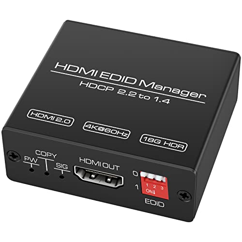 CMSTEDCD HDMI EDID Emulator Manager 4K Prophecy 8 Extended Display Identification Data Modes Programmable EDID Copier Amplifies Equalizes Signal 4K @60Hz HDMI 2.0b HDCP2.2 18Gbps HDR YUV 4:4:4 CEC