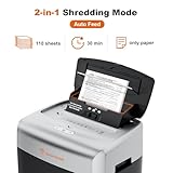 Bonsaii Paper Shredder for Office, 110-Sheet Autofeed Heavy Duty Shredder for Home Office Use, 30 Minutes/Micro Cut/P-4 High Security Level/6 Gallon Large Bin