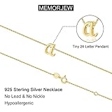 Memorjew 925 Sterling Silver Initial Necklace, Dainty Letter A Gold Gold Cursive Initial Necklace for Women, Valentines Mother’s Day Birthday Gifts Jewelry