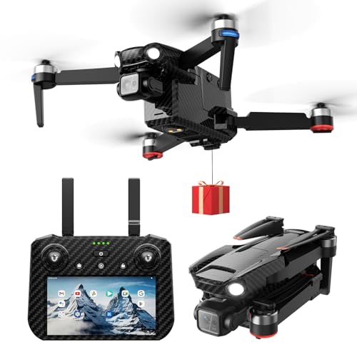 Bingchat 2025NewUpgraded Drones with Camera for Adults 4K HD with Payload Release, Touch Screen Tablet Controller WITHOUT Obstacle Avoidance, 3 Axis Gimbal Drone, 5 Miles, 82 Minutes Long Battery, Time-lapse, Follow Me/Car, Carbon Fiber Feature Drone Gif