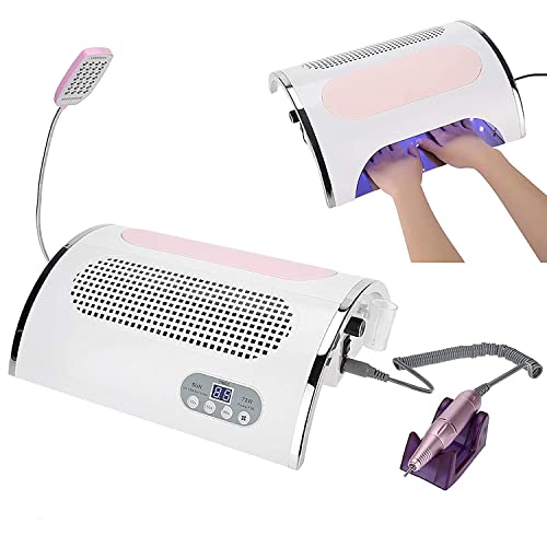 GOTOTOP 4 in 1 Electric Nail Drill Machine 54 W UV LED Nail Dryer Lamp Nail File Drill Pen Kit Nail Art Dust Suction Collector for Nail Salon or Home Use