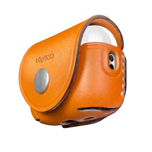 VogDUO Genuine Leather AirPods Pro 2 Cover - Handcrafted Protective Case Anti-Lost Belt Loop Lanyard Ports with Cover Clip Holder, Compatible with Apple AirPods Pro 2 (Tan)