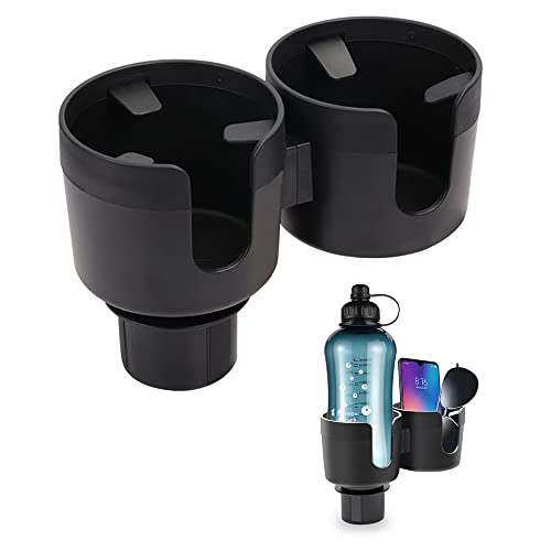 JINKEY Dual Cup Holder Expander for Car, 2 in 1 Multifunctional Large Car Cup Holder Expander Adapter with Adjustable Base, All Purpose Car Cup Holder for Bottles Cups Drinks Snack Organizer