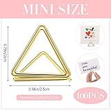 100 Pcs Place Card Holder Triangle Shape Table Number Holder Wedding Table Card Holders Mini Name Card Holder Place Setting Holder Picture Clips Stand for Centerpiece Anniversary Party(Gold)