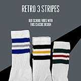 SuNi Apparel Striped Crew Socks - Retro Mens Striped Socks - Stripe Cotton Gym Socks for Men - 4 Pairs Pack Size 10-13