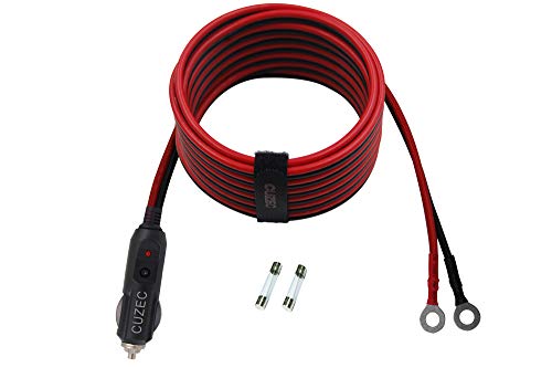 CUZEC Heavy-Duty 14AWG 20A Male Plug Cigarette Lighter Adapter Power Supply Cord with 12ft / 3.66m 14 AWG Cable Wire for Car Inverter Air Pump Electric Cup and DIY