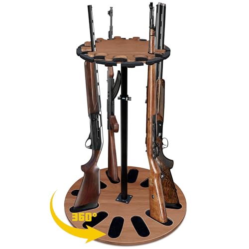 Indoor Gun Racks,360 Degree Spinning Indoor Gun Rack for Rifles & Shotguns,Gun Holder up to 12 Guns,Floor Gun Rack Stand,Adjustable Height Gun Rack Rotating