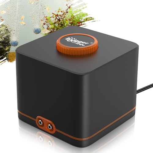 hygger Strong Aquarium Air Pump for Medium Large Fish Tank, Hydroponic Systerm, Household Commercial Use, 1 Outlet(OD-8mm), with Air Tubings, Multi-Head Control Valves