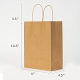 METAPRINT 50 PCS Custom Printed Kraft Paper Bags for Small Business, 8x4.5x10.8 Inch Medium Size, Personalized Retail Gift Bags with Logo, Brown Shopping Paper bag with Handle, Goodie Bags