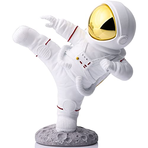 Astronaut Figurine,Astronaut Decor,Kung Fu Astronaut Figure Sculpture Spaceman Décor,Sculptures Home Décor,White Gold Shelf Decoration,Table Decor,Cute Mini Space Figure Ornament Decorative Astronaut