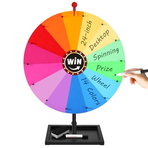 GADFISH 24-inch Tabletop Spinning Prize Wheel, Spin Doodle Game Spinner, Storable Prize Wheel Spinner with Stand, Wheel of Fortune Game, Suitable for Family Games, Party Games, 14 Colors