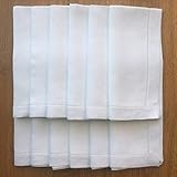 White Linen Hem Stitch Dinner Napkins - Set of 12 20"x20"-Ladder Hem Stitch 100% Linen Cloth Napkins-Super Value Bulk 12 Pack