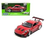 Diecast Model Car Compatible with Welly 1:24 Porsche 911 GT3 RS 992 Red 24122W