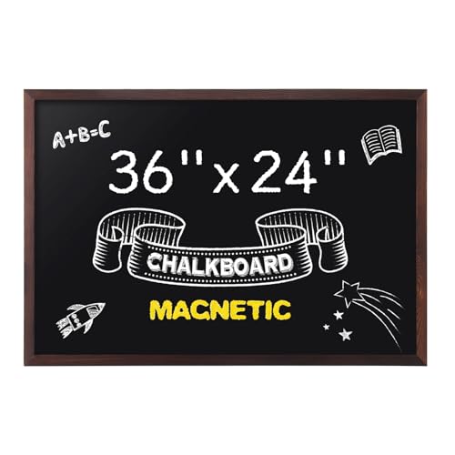 Comix Magnetic Chalkboard, 36 x 24 Inches Wooden-Framed Blackboard, Hanging Chalk Board for School Office Home and Restaurant Menu