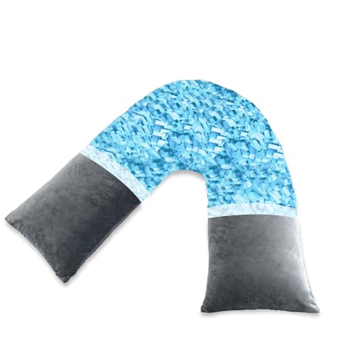 AS AWESLING Shredded Memory Foam V Pillow, V Pillow for Neck and Shoulder Pain, Neck Support Pillow for Sleeping, Body Pillow, V Shaped Pillow for Adults (Grey)