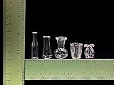 iLAND Miniature Dollhouse Accessories for Dollhouse Furniture, Glass Vases w/Dried Flowers Set (Pretty 5pcs)