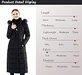 Obosoyo Women's Hooded Thickened Long Down Jacket Maxi Down Parka Puffer Coat Black L