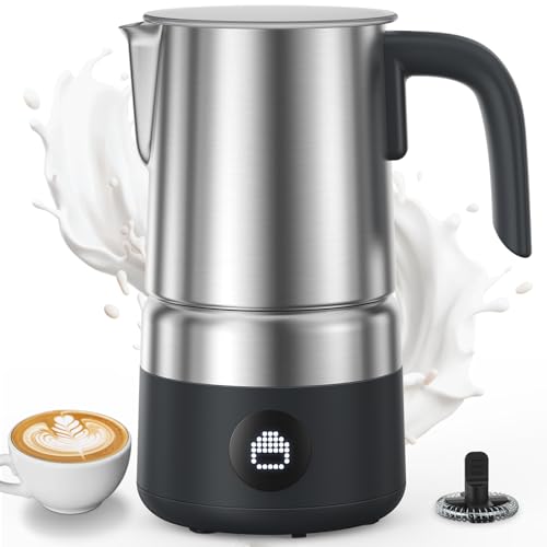 AMZCHEF 8-IN-1 Milk Frother and Steamer 600W w/Smart Touch Control, 17 oz/500ml A Detachable Frother for Coffee, Automatic Warm and Cold Foam Maker, Hot Chocolate Maker, Dishwasher Safe
