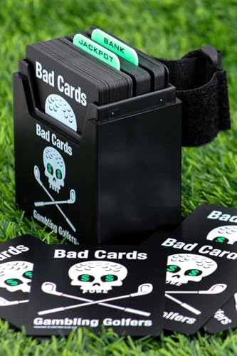 Bad Cards Fore Gambling Golfers (Weatherproof Edition) - On-Course Golf Betting Game, PVC Cards in Durable Plastic Box, Straps to Golf Cart, Fun & Unique Golf Gambling Game for Any Round