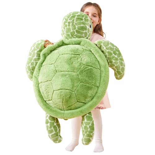 IKASA Giant Sea Turtle Stuffed Animal Plush Toy,Big Large Jumbo Soft Toys,30" Cute Huge Size Fat Fluffy Plushy Plushie,Gifts for Kids